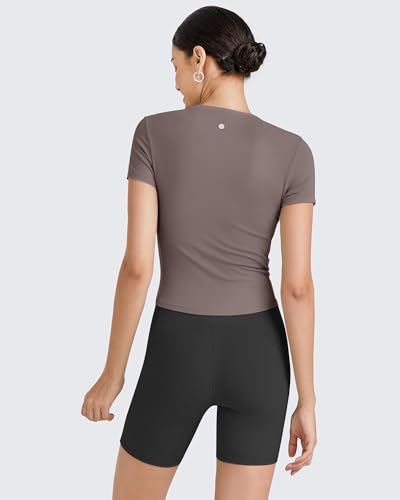 Image of G4Free BareFeel Womens Workout Tops Short Sleeve Half Zip Slim Fit Athletic Shirts Gym Running Yoga Slight Crop Tshirts