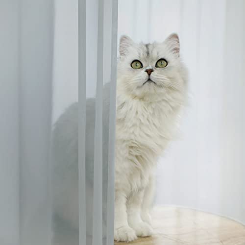 Image of Window Light Gray Sheer Curtains 84 Inches Long 2 Panels Sheer Curtain Basic Rod Pocket Panel for Bedroom Children Living Room Yard Kitchen (Light Gray, 52 inch W x 84 inch L | 2 pcs)