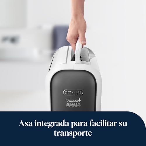 Miniatura 6 de De’Longhi Tasciugo AriaDry Light - Deshumidificador portátil con tecnología Zeolite e ionizador, Elimina hasta 6 L/día, seca la ropa, anti-moho y silencioso, Función swing y temporizador, Gris (DNS65)