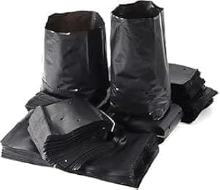 5 Pack Plastic Garden Plant Bag for Flower Planting Gardening Supplies Home Gardening Plastic Nursery Care with Holes Suitable Fruit Size 45X25 Black