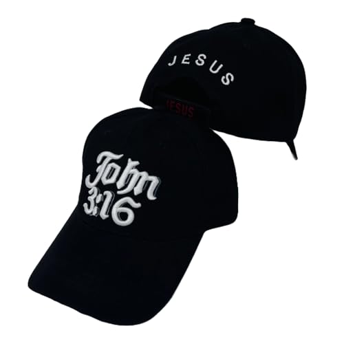 John 3:16 - Unisex Religious 3D Embroidered Baseball Cap (Black)