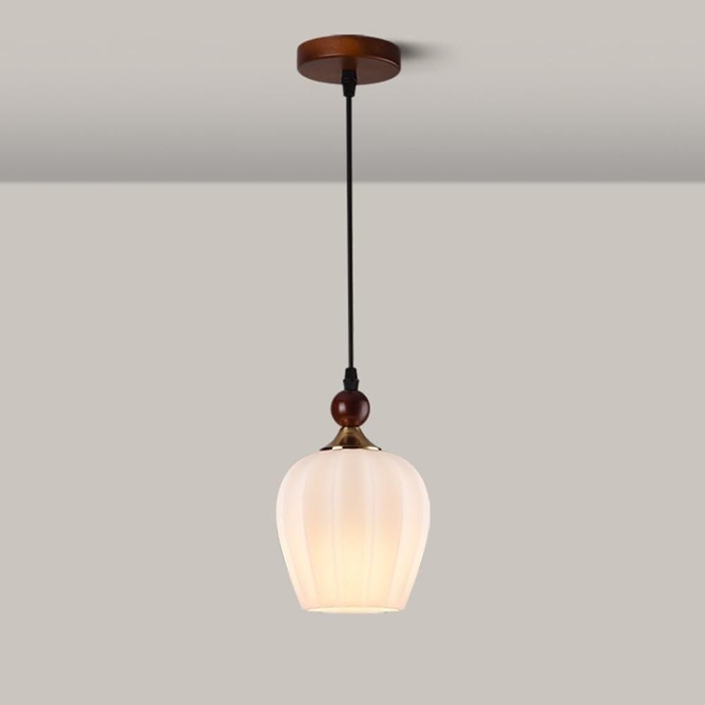 Lustre à tête unique avec abat-jour en verre vintage et style créatif