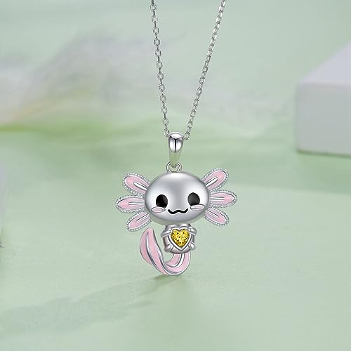 Image of Axolotl Necklace 925 Sterling Silver Axolotl Pendant Cute Animal Jewelry Gift for Women