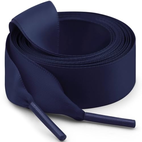 Image of Flat Satin Ribbon Shoelaces WEGOODZF 2cm Wide Shoestrings for Women Girls[2 Pair]