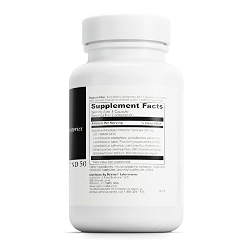 Davinci Labs Mega Probiotic Nd 50 - Non-Dairy Probiotic Supplement With Prebiotic To Support Digestive Health And Immune System - With Nondairy Probiotic Complex - Gluten-Free - 60 Vegetarian Capsules #TOP1