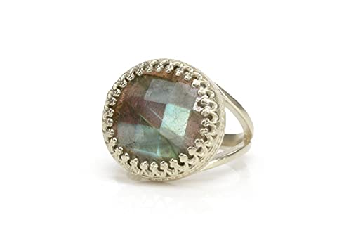 Bague Labradorite en argent Anemone Bijoux, bijou artisanal en pierre fine