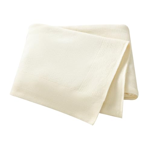 Hadetoto Baby Blanket Newborn Girl Boy Cotton Knit Blankets Soft Cozy Receiving Swaddle Blankets Infant Toddler Travel Blankets (Cream)