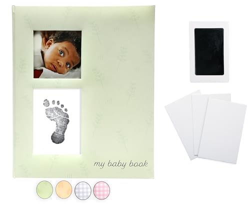 Pearhead 87104 Baby Memory Book And Clean-Touch Ink Pad, Baby Girl Or Baby Boy Journal, Baby Milestone Photo Album cover