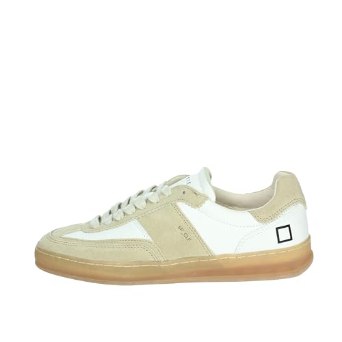 Baskets D.A.T.E. SPORTY CALF WHITE-BEIGE en cuir italien pour un style urbain épuré
