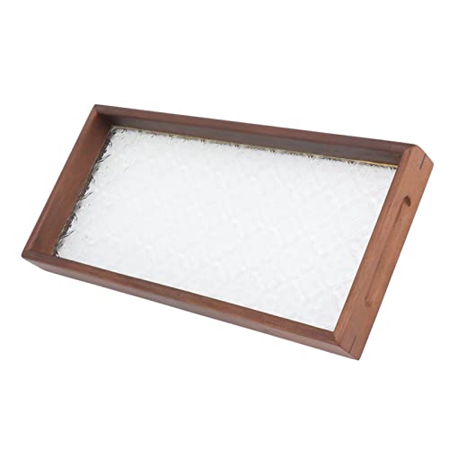 EMUKOEP Bandeja de Servicio de té Rectangular Hecha de Vidrio de Nogal, Tableta Robusta de Madera Hecha de Vidrio de Madera para Pasteles, Pan, Desayuno, Refrigerio (S 23 Pulgadas)