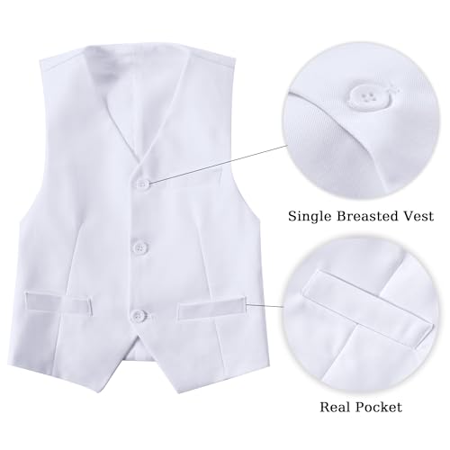 Image of Boys' Vest Slim Formal Suit Vest for Wedding Homecoming with Pockets Adjustable Back Strap, Size 2-20 Years