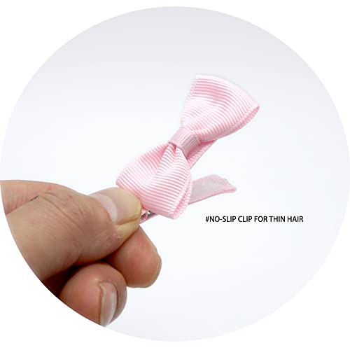 40Pcs Baby Girl Bow Fully Lined Hair Clip, Solid Color Boutique Grosgrain Ribbon Hair Clip Baby Plush Small Ball Hair Ties, Little Girl Ponytail Braid Decorations #TOP5