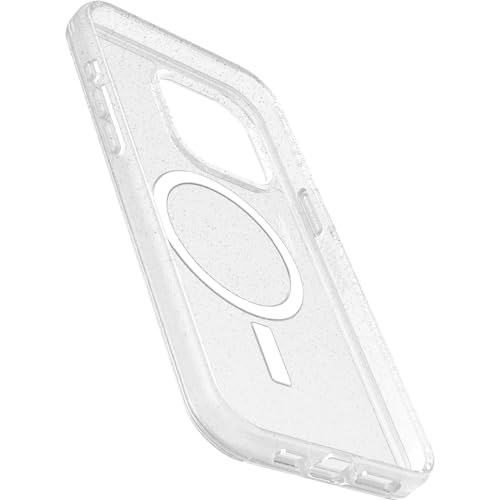 Image of OtterBox iPhone 15 Pro Max Symmetry Series Clear Case - Stardust (Clear /Silver), Snaps to MagSafe, Ultra-Sleek, Raised Edges Protect Camera & Screen, Ultra-Thin, Sleek iPhone Case