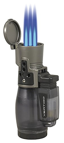 NEW VERTIGO BY LOTUS - CYCLONE II TRIPLE TORCH CIGAR LIGHTER - CHARCOAL