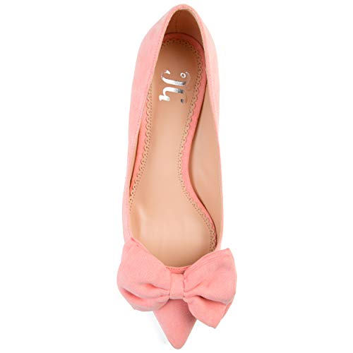 Brinley Co. Womens Pointed Toe Bow Pump Coral, 8.5 Regular US3