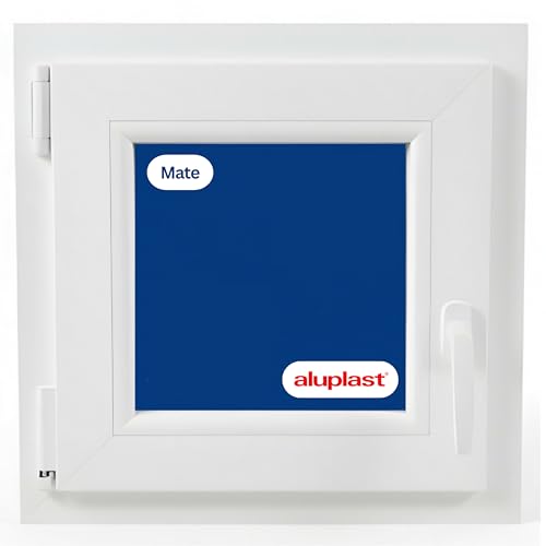 Ventana PVC Reforzada 500x500 Blanca | Oscilobatiente Izquierda | Cristal Climalit Mate | Perfil Aluplast | Entrega 24/48h