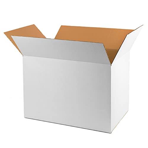 Pack 20 cajas cartón color blanco medidas interiores largoxanchoxalto en centímetros: 60x40x40 cm. Cajas cartón con solapas canal simple reforzado para envíos, paquetería, mudanzas, regalo…