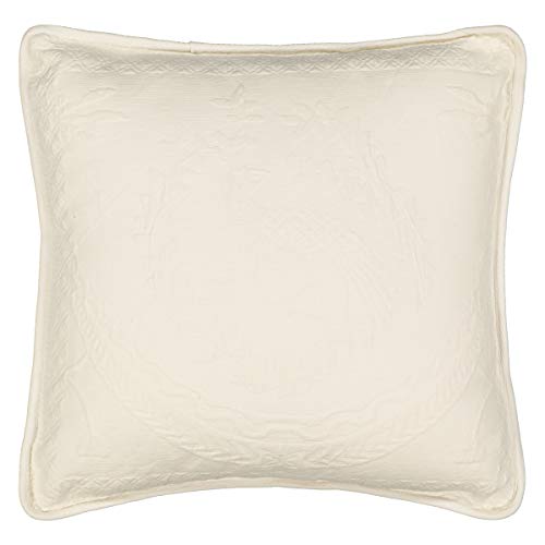 Image of King Charles Modern Farmhouse Floral Matelasse Decorative Pillowcase, 100% Cotton Breathable Bedding, Throw Pillow (20 inch x 20 inch), Ivory