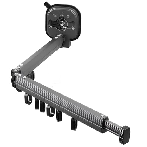 Hotainoys Tendedero de Pared retráctil Resistente montado en la Pared Secadora de Ropa de 2 Pliegues con Ventosa y 12 Ganchos Tendedero de aleación de Aluminio para balcón, baño (Gris) Plegable