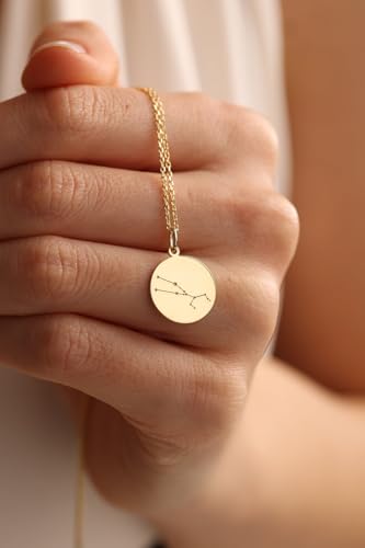 Collier Taureau en argent plaqué or une médaille astro ciselée main - 3