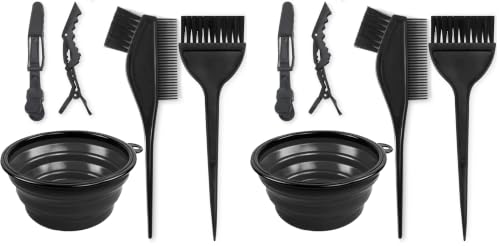 Image of Yexixsr 5Pcs Professional Salon Hair Coloring Dyeing Kit, Hair Bleach Dit Hair Coloring Products with Hair Dye Brush, Hair Color Bowl, Hair Clips (Pack of 2)