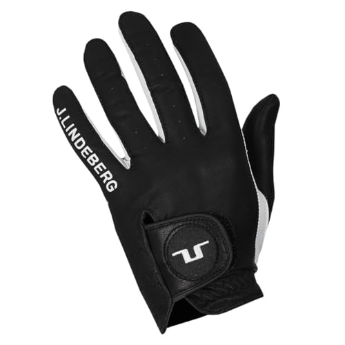 J.Lindeberg Men's Ron Leather Golf Glove - Black - XL