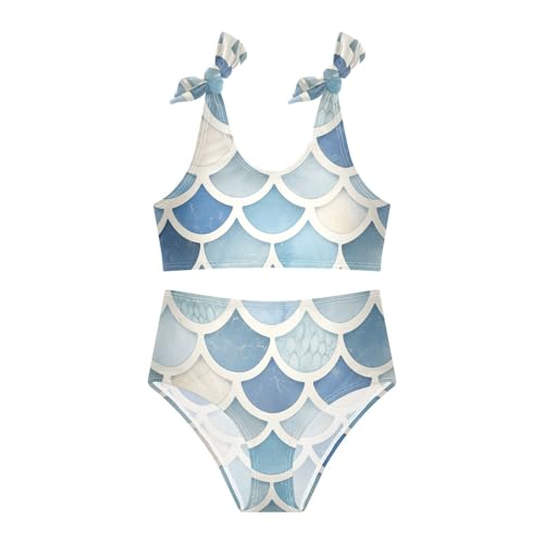 KLL Mermaid Scales Watercolor Fish Girls' Two Piece Bikini Sets Quick-Dry Bathing Suit Swimwear Adjustable Strap3