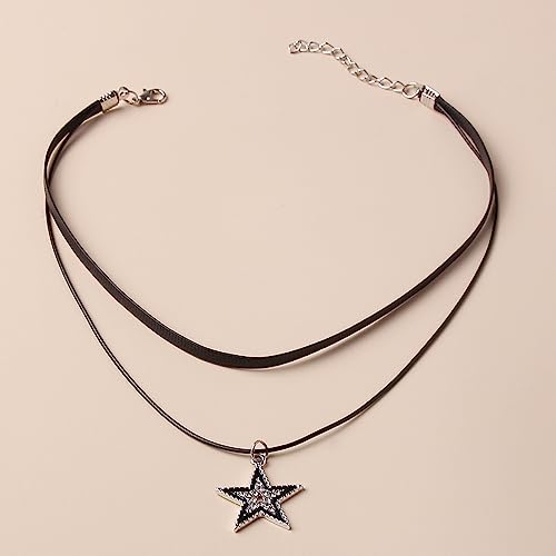 Caiyao Star Pendant Vintage Necklace Punk Star Choker Rock Roll Guitar Layered Necklace for Women Men Eboy Egirl Bar Party Jewelry Accessories2