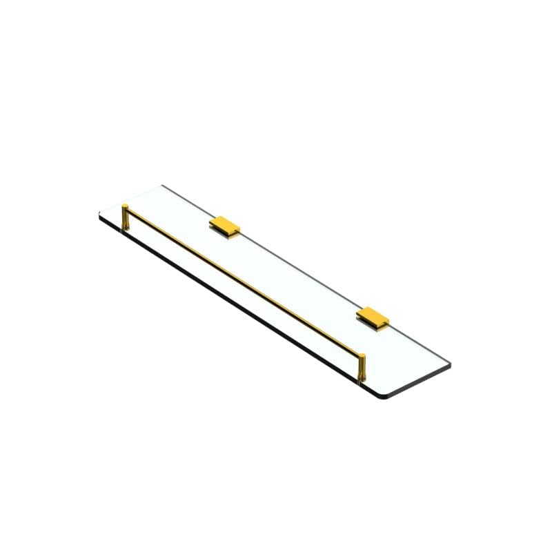 Viking Brass Glass Shelf with Rail - Stylish and Functional Wall Brackets - 450mm (18") Length,Height 120mm (4-3/4″) 8mm Thickness, Transparent Finish -Ideal for Bathroom and Kitchen (Gold) (B09HC27TKP) Amazon Price History, Amazon Price Tracker