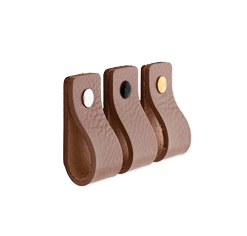 Brute Strength, Leather Handles for Furniture, Taupe, 2 pcs, 12,5 x 2,5 cm, Cabinet Handle, Door Handle for Kitchen Bathroom - Image 3