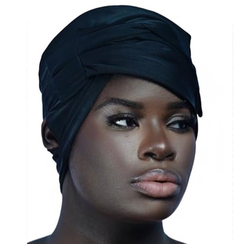 EARTWOEAR Head Wrap, Hair Scarf for Women, Head Scarf with Ear Slots, Headwear for bathing, Sports, Hair Coverings and Sleep (Black)