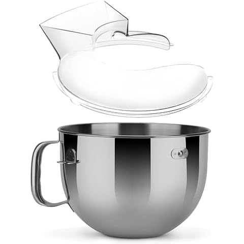 6Quart Stainless Steel Mixer Bowl with Handle for Kitchenaid Stand Mixers and Pouring Shield(Splash Guard) for Kitchenaid Stand Mixers Cover