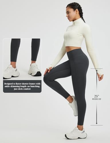 baleaf Womens 25" Petite Fleece Lined Leggings High Waisted Warm Thermal Winter with Pockets Snow Pants4