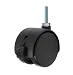 Twin Wheel Caster Solutions TWHN-50N-T03-BK-B 2" Diameter Nylon Wheel Hooded Brake Caster, 1/4-20" Diameter x 1" Length Threaded Stem, 110 lb Capacity Range