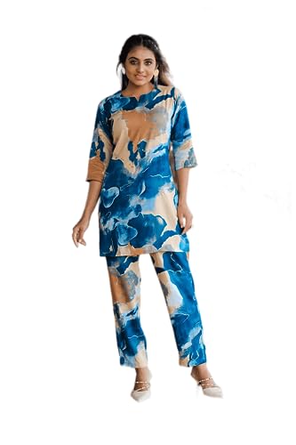 Kurta pour femme ensemble imprimé vêtement ethnique fluide Co-Ord Set_199