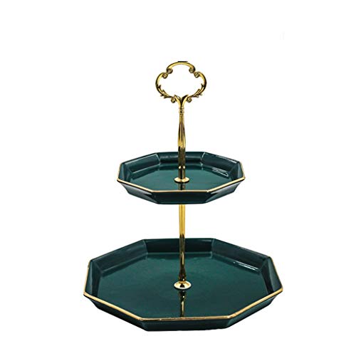 Soporte para pastel Soporte para magdalenas Soportes torta tercer piso caramelo bandeja Sitting Room té de la tarde Bocado en bastidor del hogar doble capa de pastel de frutas Soportes Decoración de p Cover