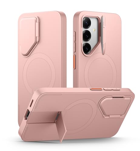 Image of SURITCH for Samsung Galaxy S25+ Plus Phone Case, Magnetic Shockproof Protective Cover with Camera Cover & Adjustable Metal Kickstand for Galaxy S25+ Plus(2025)-Pink