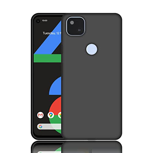 Image of Case Creation Compatible with Google Pixel 4A Back case, Google Pixel 4A Slim Flexible Smart Look case with 360 Camera All Angle Protection (Pure Black)