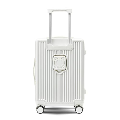 Image of Polycarbonate Laptop Cabin Trolley Bags for Travel with Cup Holder | 55cm Trolley Bag | 8 Spinner Wheels for Smooth Ride| Premium Trolley Bags (White)