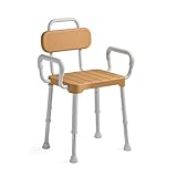 Loyoda Shower Chair for Inside Shower ，Bath Chair with Arms and Back,Aluminum Shower Stool for Tub,Slip Resistant Shower Bench,Height-Adjustable Shower Seat with Padded Handles for Seniors，Brown