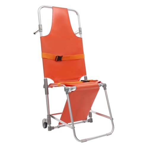 Folding Stair Chair with 2 Wheels, Multifunctional Emergency Rescue Stair Stretcher Chair, Aluminum Chair Stretcher, Ambulance Stretcher, Ambulance Firefighter Evacuation for Hospitals, Firefighters