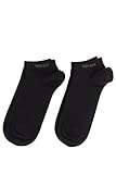 Hugo Boss Men's 2 Pair Plain Cotton Sneaker Socks 9.5-12 Black