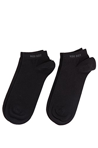 Hugo Boss Men's 2 Pair Plain Cotton Sneaker Socks 9.5-12 Black