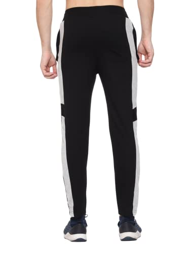 Image of MARK LOUIIS Track Pants for Men: Regular Fit Cotton Blend Lower with 2 Side Zipper Pockets, Back Pocket - Your Go-to for Running, Gym, and Comfortable Style.