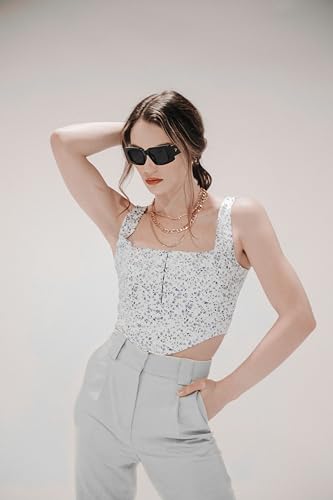 YAMEIZE Retro 90s Rectangle Sunglasses - Square Classic Sun Glasses UV400 Protection Driving Outdoor for Women Men2