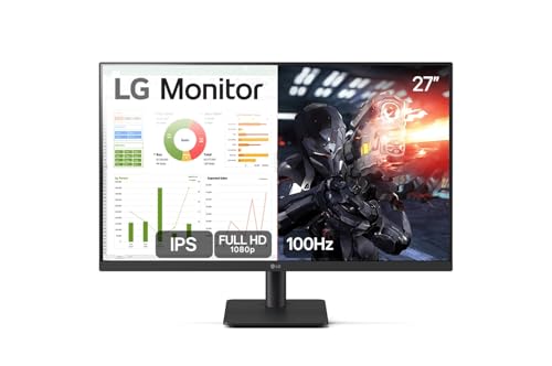 Monitor PC Gamer LG 27” IPS 100Hz Full HD HDMI 2x, Preto-27MS500