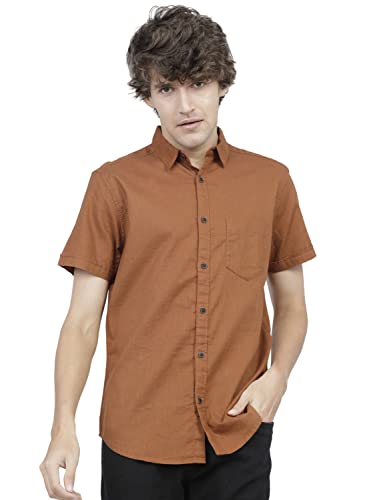 Image of Ketch Men's Cotton Slim Fit Solid Half Sleeve Shirt