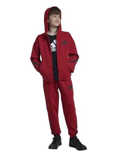 adidas BIG KIDS Z.N.E. FULL-ZIP HOODED TRACK JACKET, TEAM POWER RED 2/BLACK, MEDIUM (BIG KIDS)4