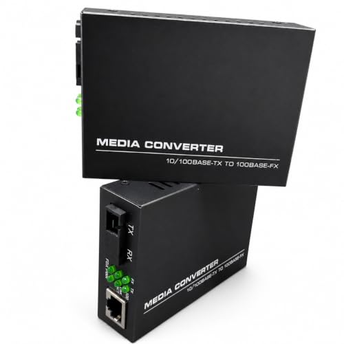 Image of FiberFox Single Fiber Media Converter Pair 10 /100Mbps | HTB-3100A & HTB-3100B | SC BiDi Single Mode 25KM | RJ45 Ethernet to Fiber Converter | 100Base-FX to 10 /100Base-TX | Includes 2 Power Adapters
