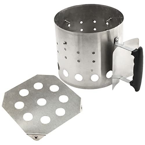 Cabilock Flower Pot Outdoor BBQ Chimney Briquettes Charcoal BBQ Chimney Starter for Barbecue Grill Outdoor